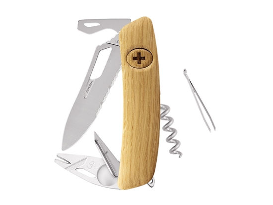 Picture of Swiza SH03TR-TT TICK TOOL AM WAVY EDGE Wood Oak (KST.0076.6330)