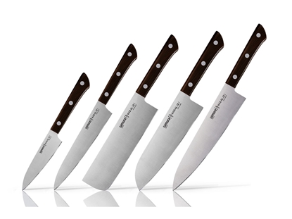 Picture of Samura HARAKIRI SET5PZ(SPELUCCHINO-CUOCO-FILETTARE-SANTOKU-NAKIRI)Black SHR-250B