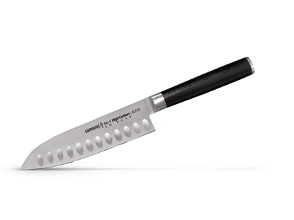 Picture of Samura MO-V SMALL SANTOKU C/ALVEOLI(Santoku knife hollow ground)CM.13,8 SM-0093