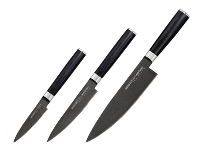 Immagine di Samura MO-V STONEWASH SET 3 PZ (CUOCO-FILETTARE-SPELUCCHINO) GIFT BOX SM-0220B