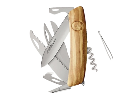 Picture of Swiza D09R AM SAW & SCISSORS Wood Olive (KNR.0136.6310)