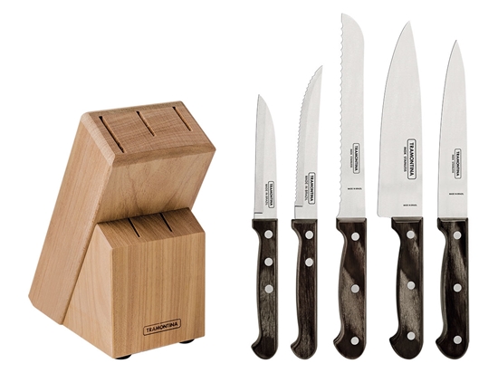 Immagine di Tramontina POLYWOOD SET COLTELLI CUCINA C/CEPPO 6 PZ 21199/983 Brown