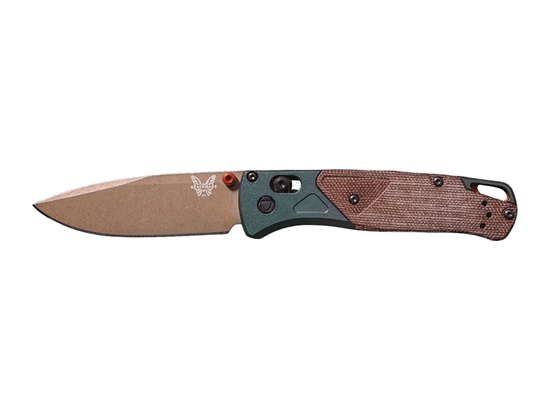 Immagine di Benchmade BUGOUT 535FE-2602 TAIGA GREEN ALUMINIUM / BROWN CANVAS MICARTA
